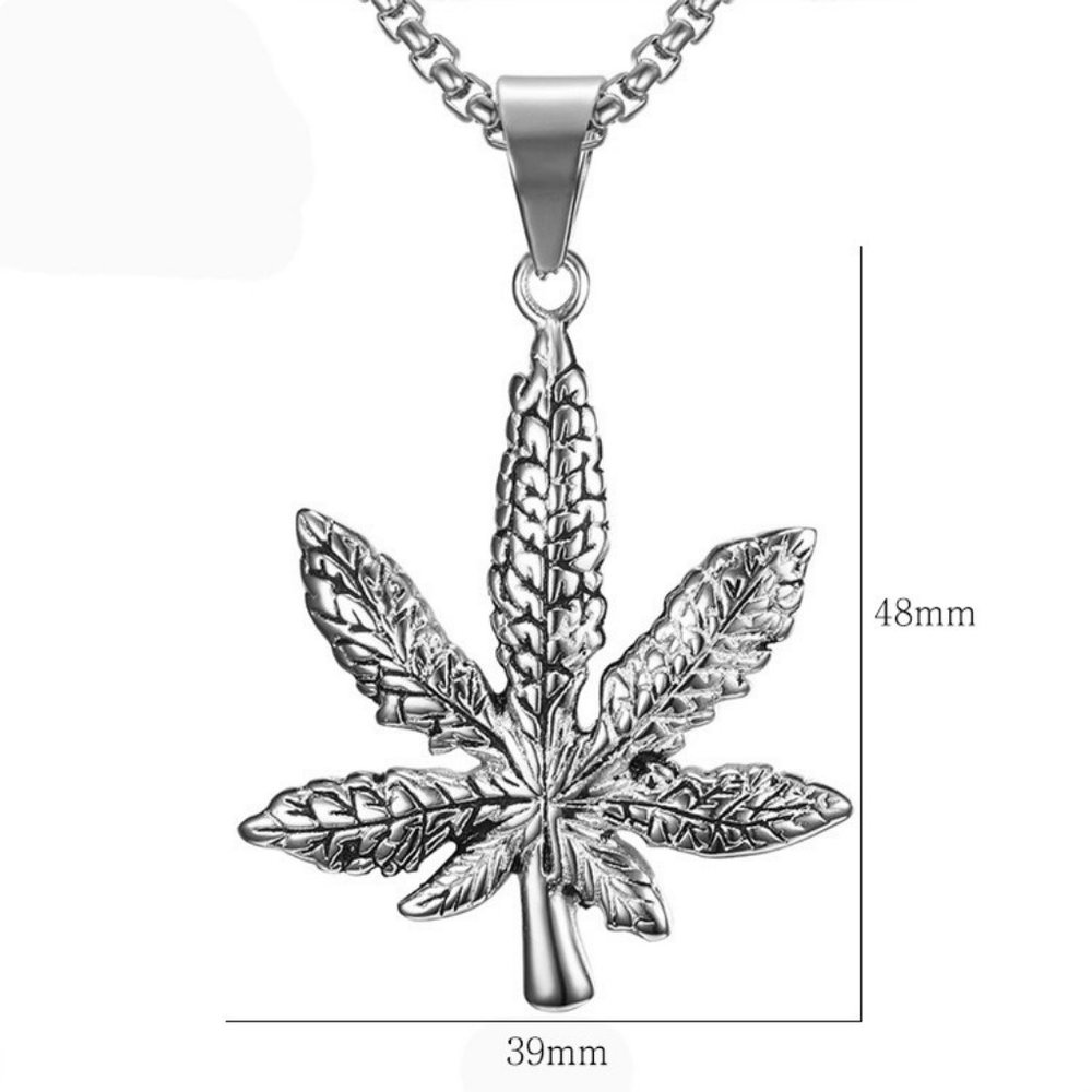 Maple stainless steel leaf necklace for Men, BL55590003 - Picture 4 of 5